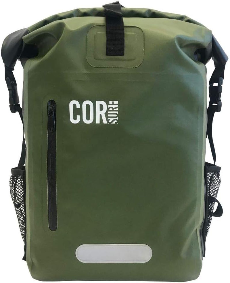Waterproof Backpack with Laptop Sleeve | Heavy Duty Hiking, Kayak Dry Bag Backpack | Roll-Top Closure (25L, Green)