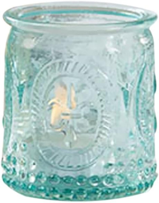 Blue Glass Tealight & Votive Candle (Set of 4) Vintage Tea Light Holders, 4 Count