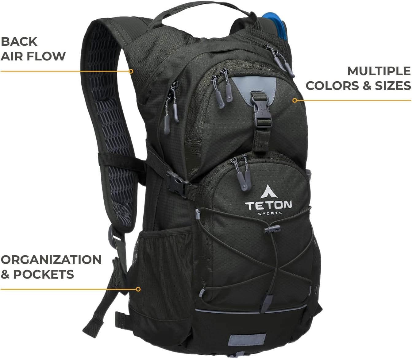 Teton Oasis/Trailrunner Hydration Backpack – Lightweight Water Pack with 2L/3L Bladder for Hiking, Running, Cycling, Biking – 2L/18L/22L Sizes – Sewn-In Rain Cover – Fits Men and Women
