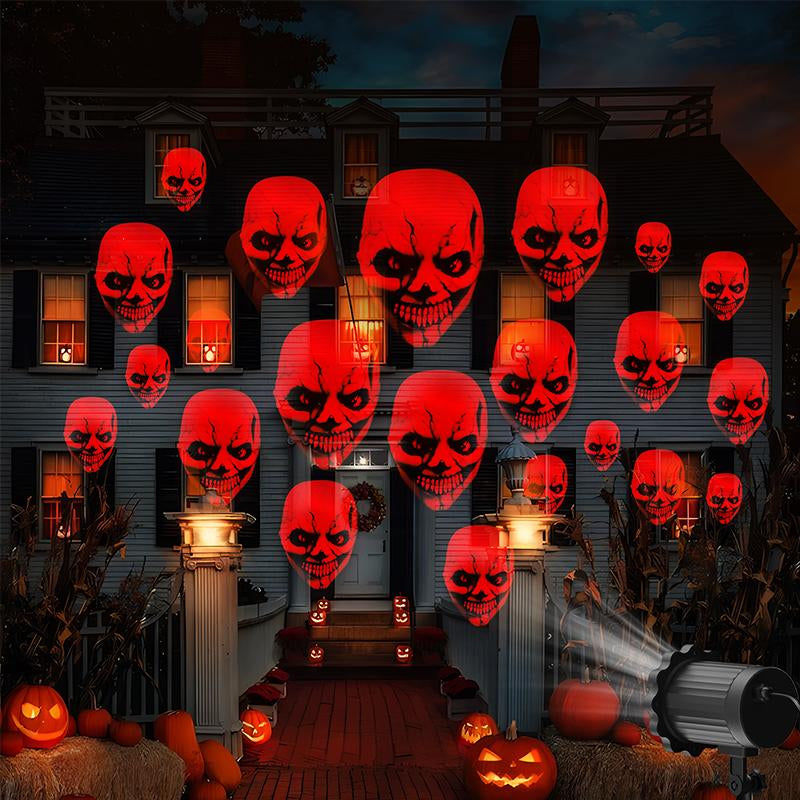 Halloween Projector Lights Outdoor Indoor - 3D Dynamic Red Skull Halloween Decorations, Waterproof Holiday Light for Window, Ground, Roof, Wall,Cemetery, Holiday Decor