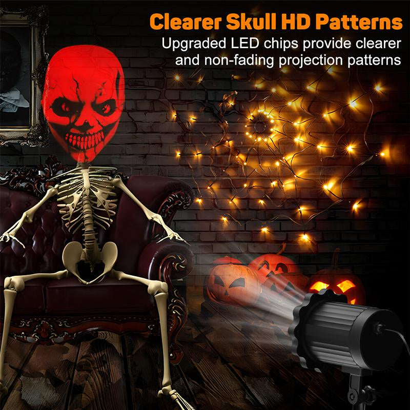 Halloween Projector Lights Outdoor Indoor - 3D Dynamic Red Skull Halloween Decorations, Waterproof Holiday Light for Window, Ground, Roof, Wall,Cemetery, Holiday Decor