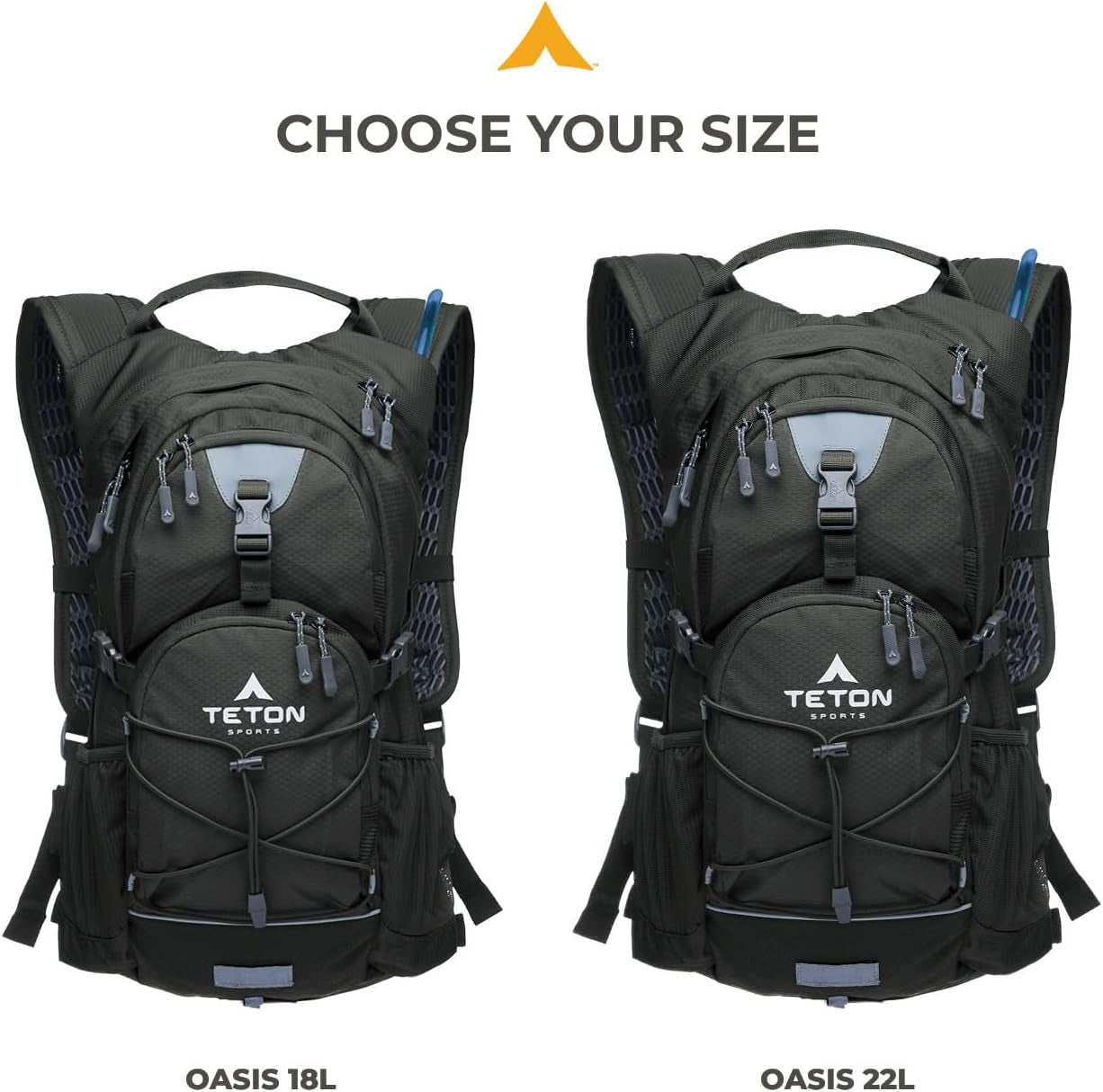 Teton Oasis/Trailrunner Hydration Backpack – Lightweight Water Pack with 2L/3L Bladder for Hiking, Running, Cycling, Biking – 2L/18L/22L Sizes – Sewn-In Rain Cover – Fits Men and Women